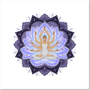 Violet Mandala Woman with Lotus Arms Posters and Art